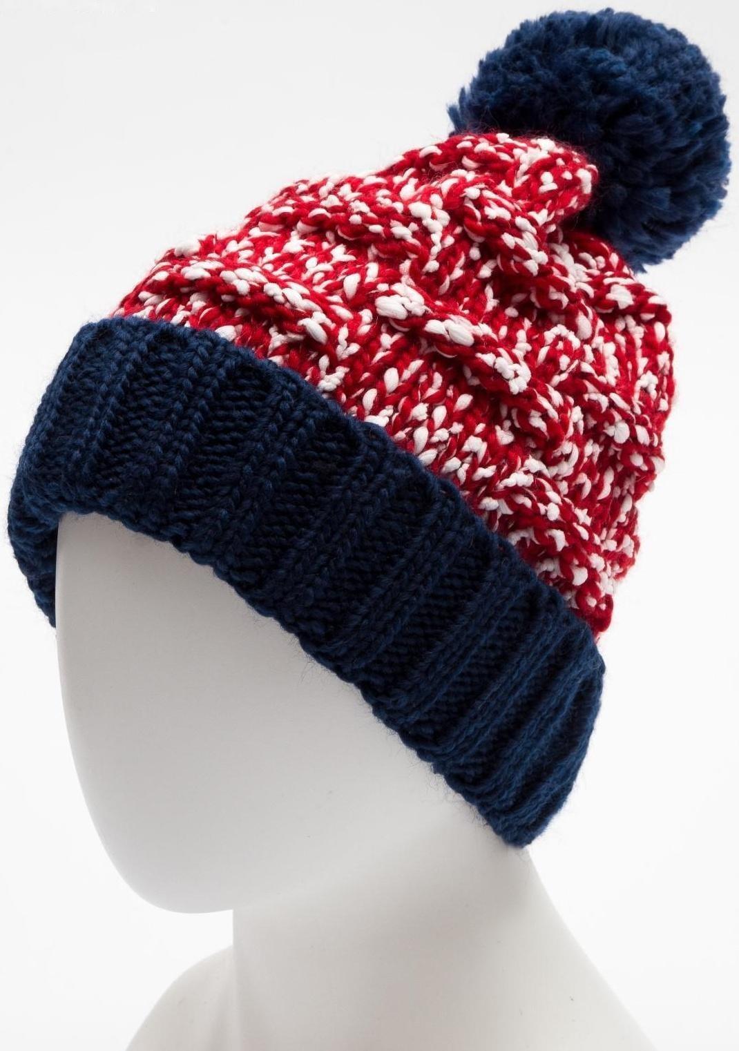 Шапка мужская MINAKU с помпоном, размер 56, цвет красный