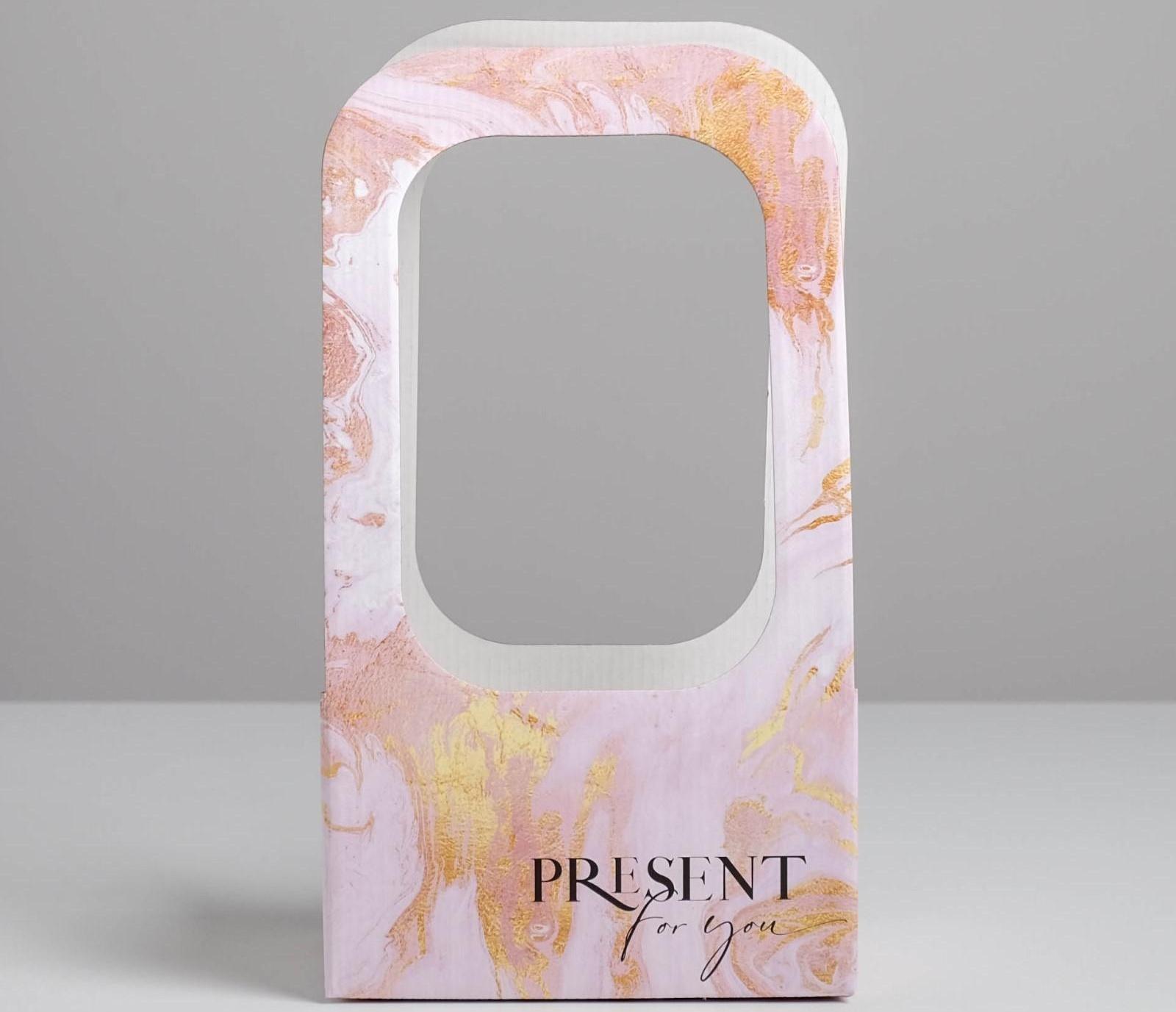 Коробка-переноска для цветов «Мрамор», 17 × 12 × 32 см