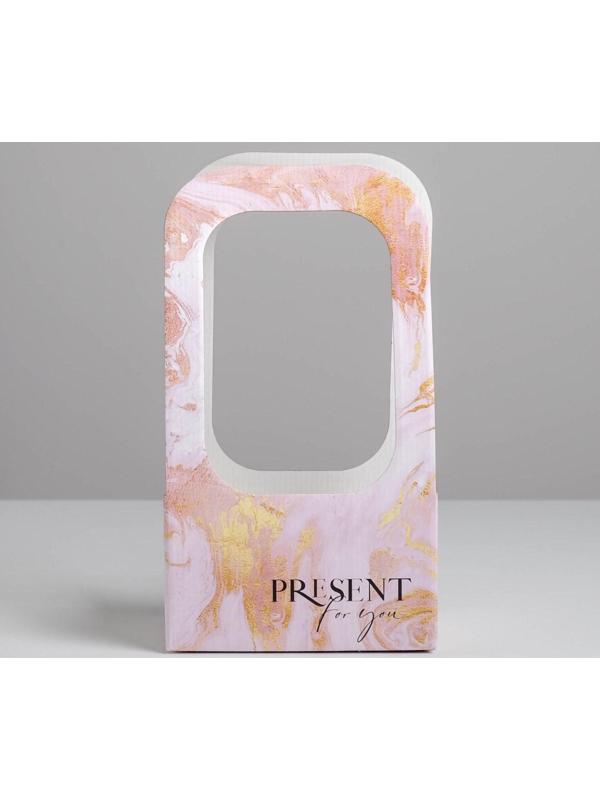 Коробка-переноска для цветов «Мрамор», 17 × 12 × 32 см