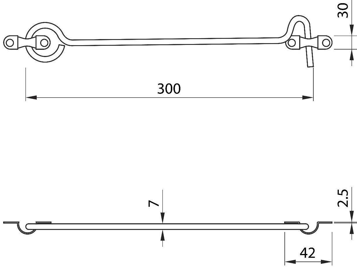 Крючок прутковый 300 мм, без прокрытия