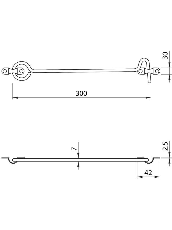 Крючок прутковый 300 мм, без прокрытия