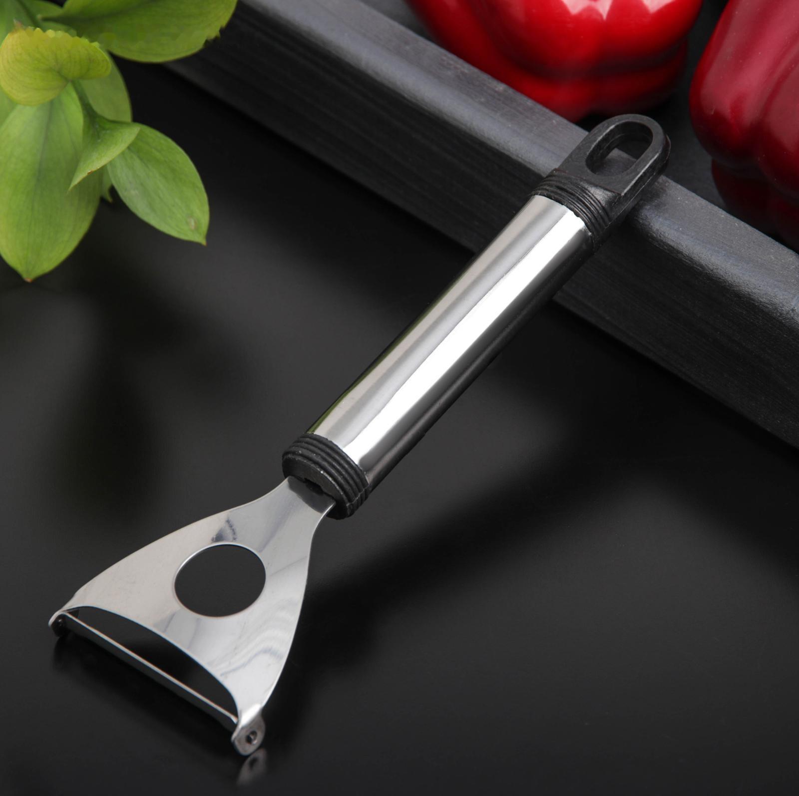 Овощечистка Доляна «Помощник», 18 см, цвет хромированный, чёрный