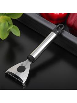 Овощечистка Доляна «Помощник», 18 см, цвет хромированный, чёрный