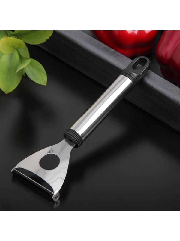 Овощечистка Доляна «Помощник», 18 см, цвет хромированный, чёрный