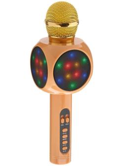Колонка-микрофон для караоке WS-1816ch, 2х3 Вт, 2600 мАч, подсветка, золотистый