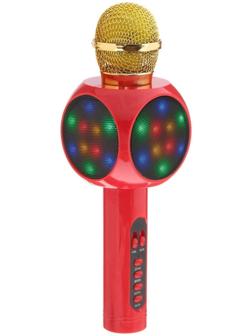 Колонка-микрофон для караоке WS-1816ch, 2х3 Вт, 1800 мАч, подсветка, красный