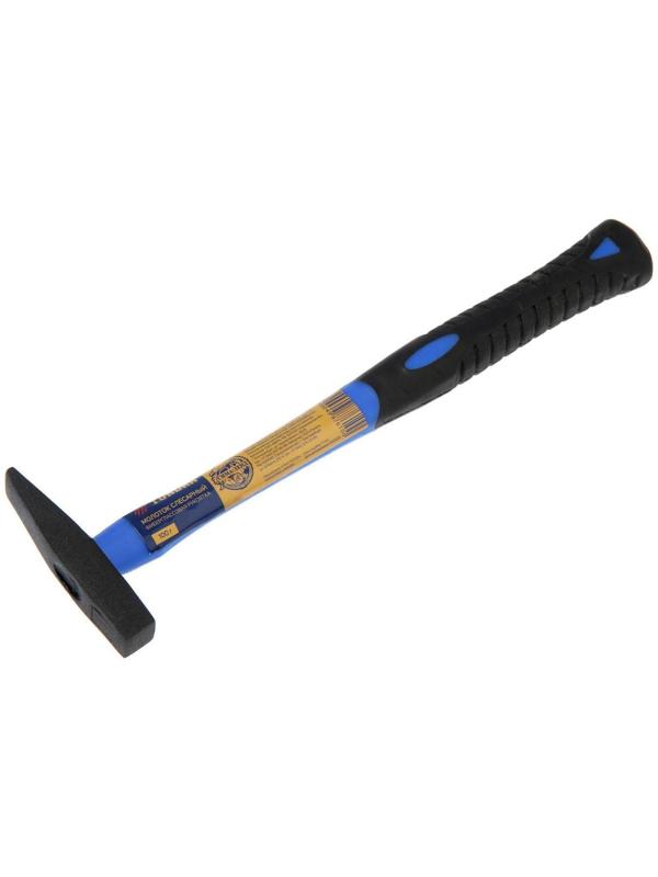 Молоток слесарный ТУНДРА, квадратный боек, фиберглассовая обрезиненная рукоятка, 100 г