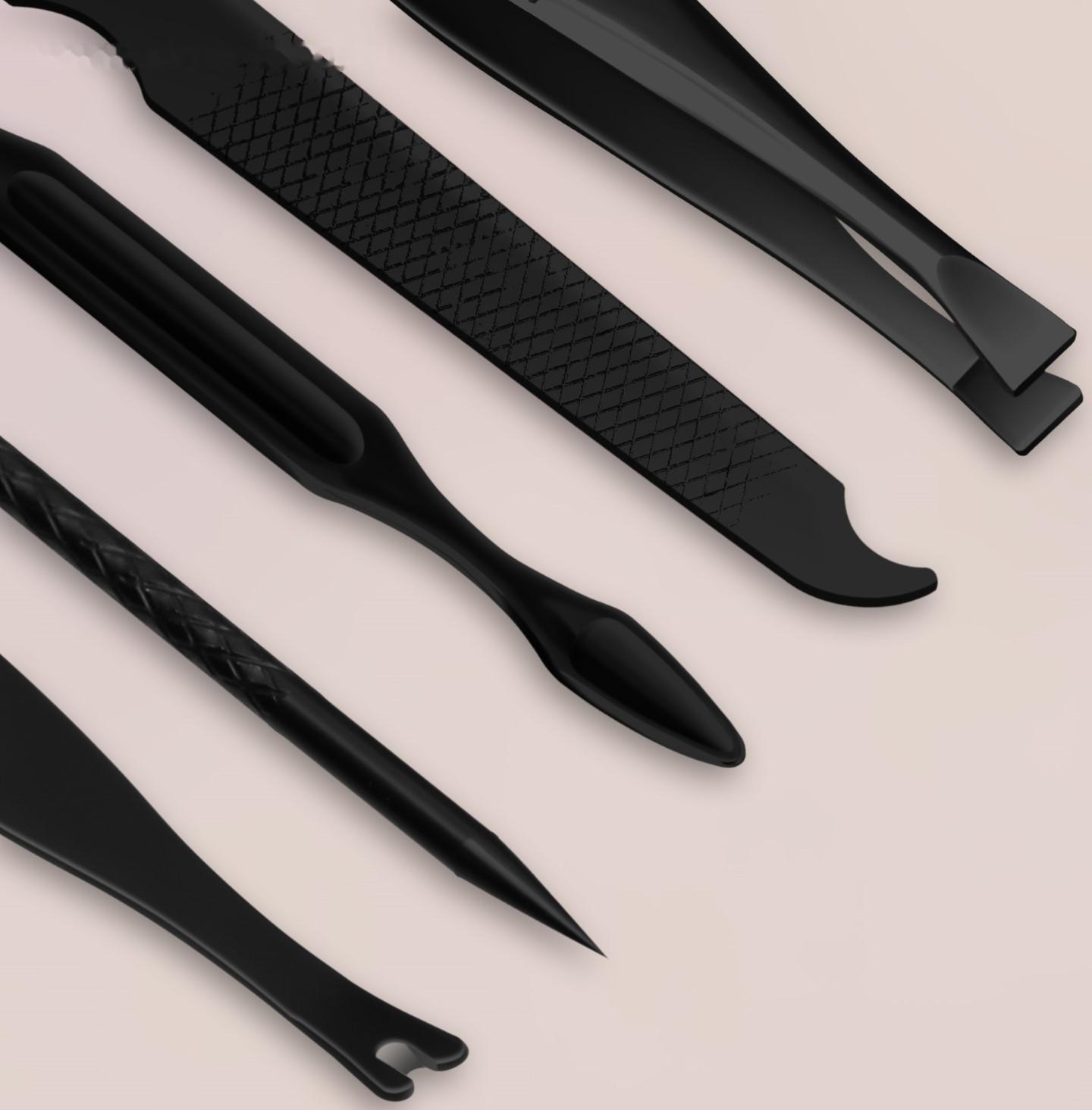 Набор маникюрный «Black», 8 предметов, в футляре, цвет чёрный