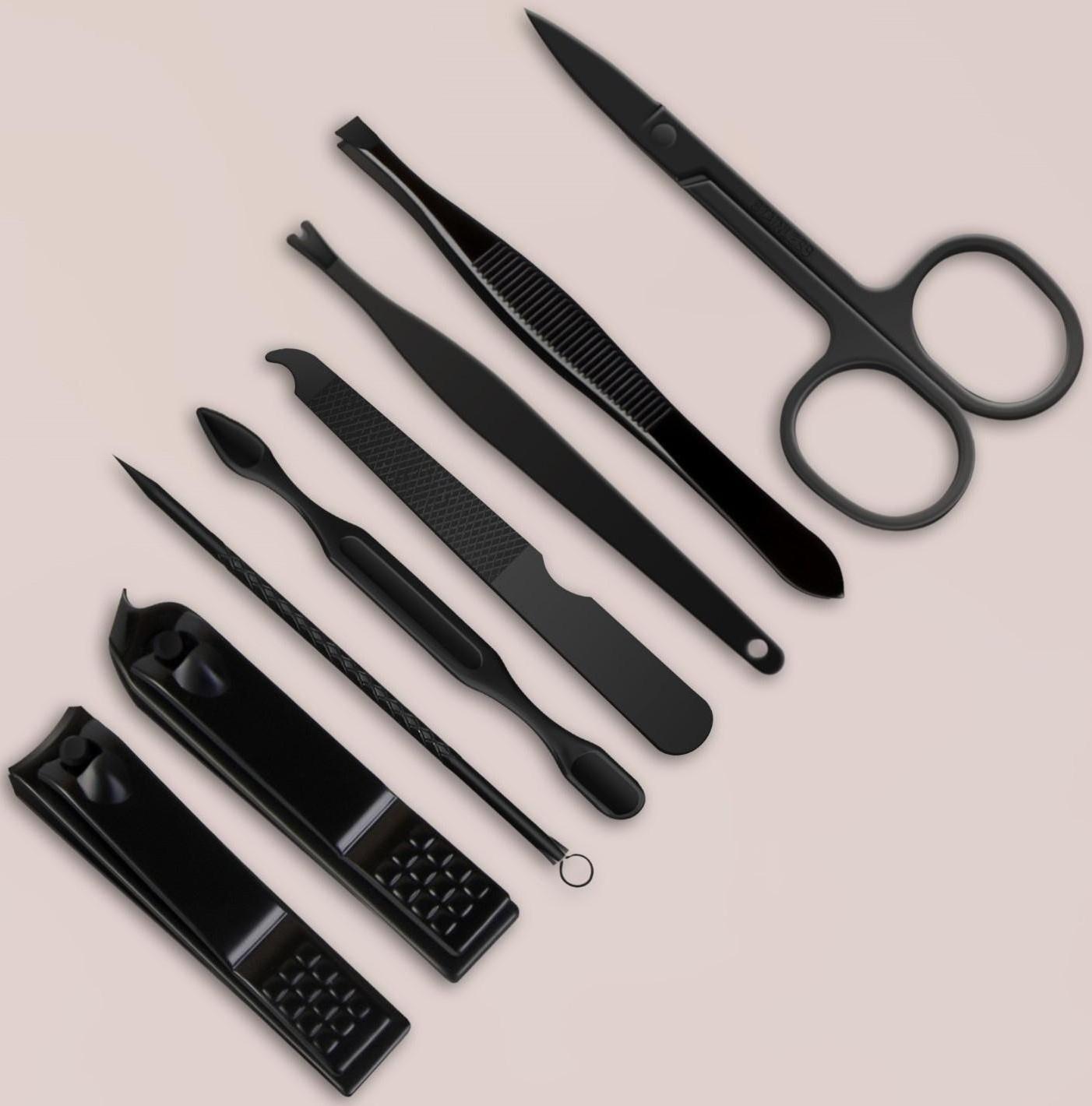 Набор маникюрный «Black», 8 предметов, в футляре, цвет чёрный