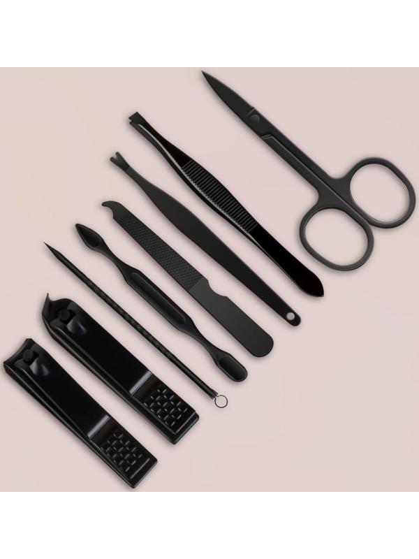 Набор маникюрный «Black», 8 предметов, в футляре, цвет чёрный