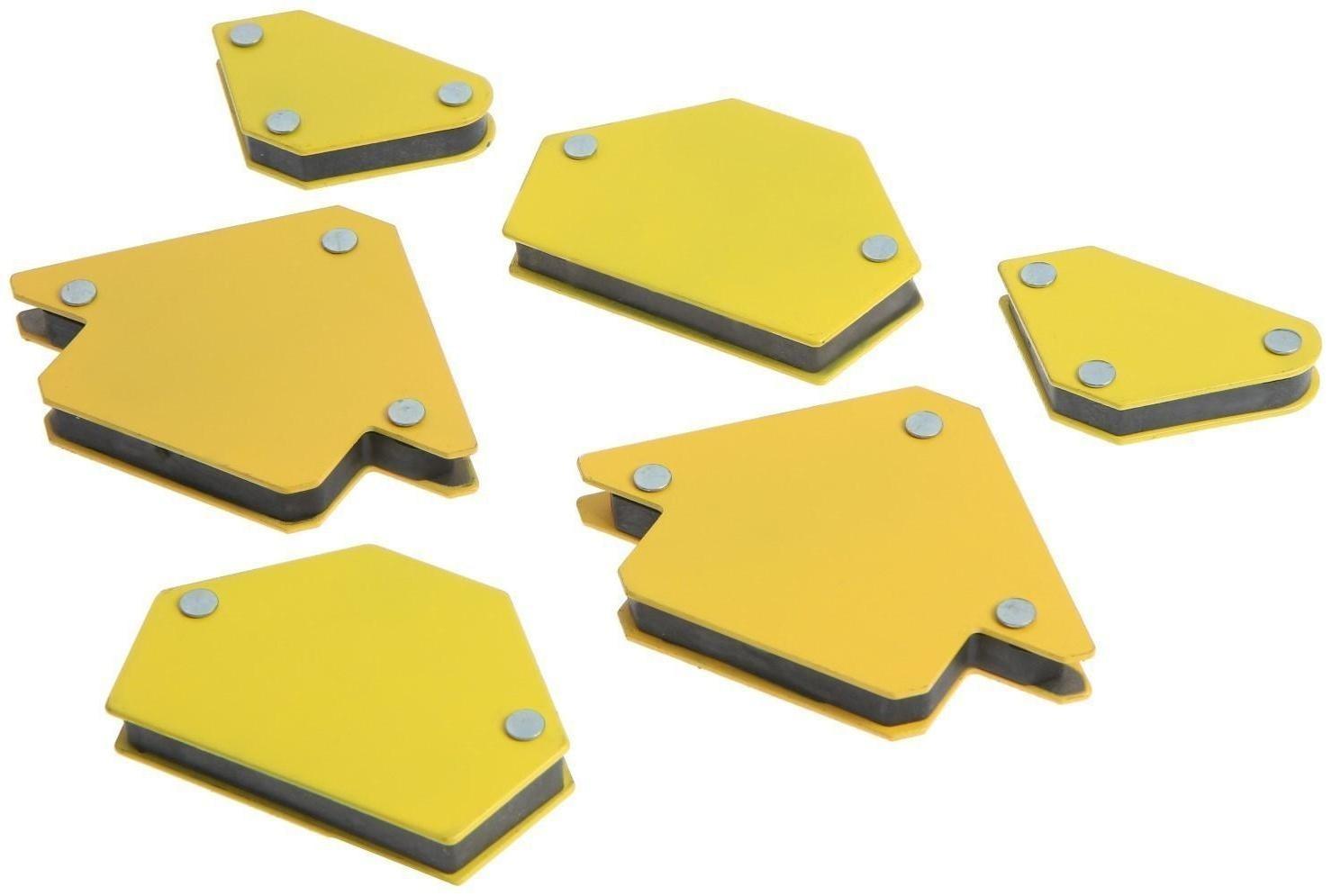 Набор магнитных угольников для сварки ТУНДРА, 30,45,60,75,90,135°, усилие 4 и 11 кг, 6 шт.