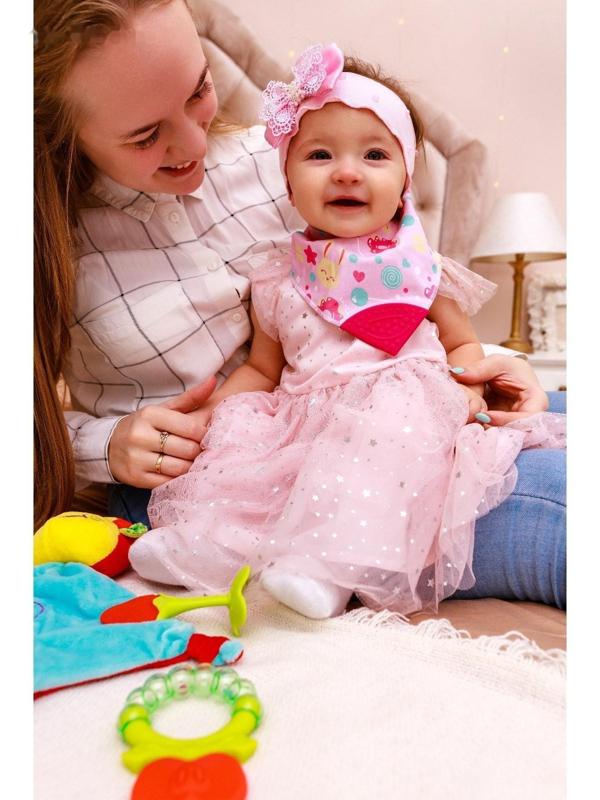 Нагрудник-бандана/слюнявчик для кормления «Крутышка» непромокаемый с прорезывателем на кнопке, МИКС