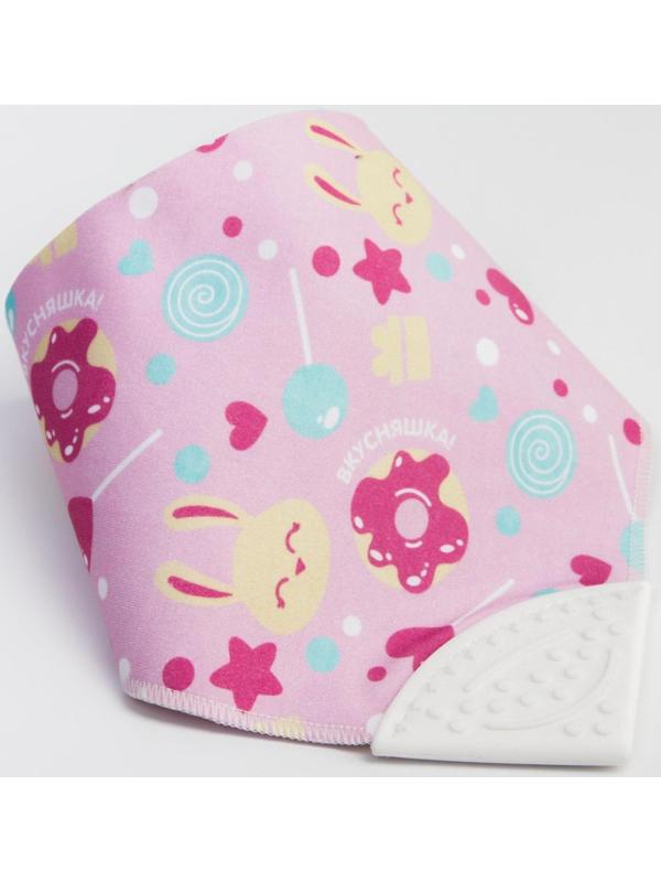 Нагрудник-бандана/слюнявчик для кормления «Крутышка» непромокаемый с прорезывателем на кнопке, МИКС