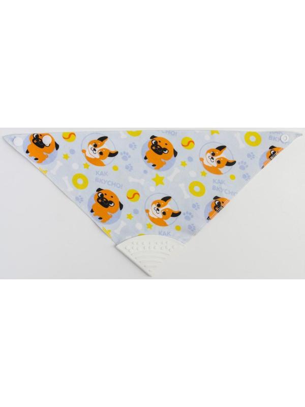 Нагрудник-бандана/слюнявчик для кормления «ТРЕНД. Зверятки» непромокаемый с прорезывателем, на кнопке, МИКС