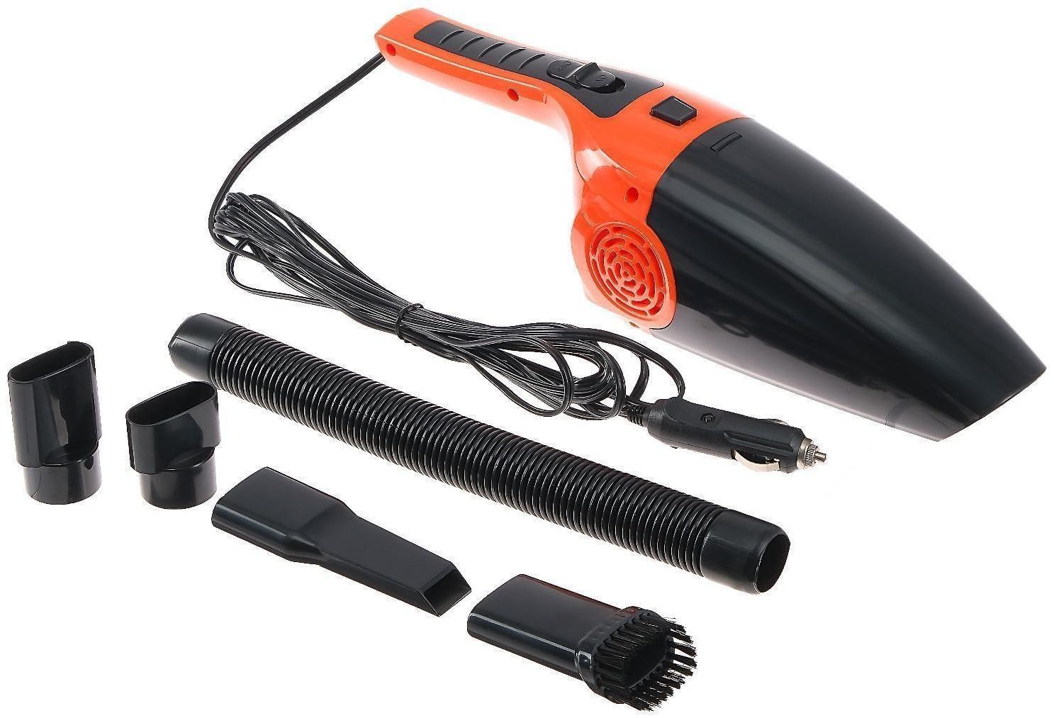 Пылесос автомобильный CARTAGE, 5 насадок, 120 Вт, 12 В, оранжевый