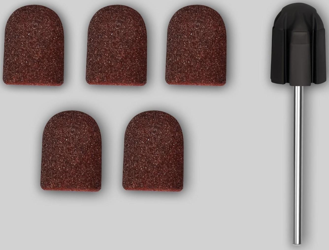 Набор для аппаратного маникюра и педикюра, основа, колпачки 5 шт, d 13 × 19 мм, абразивность 180