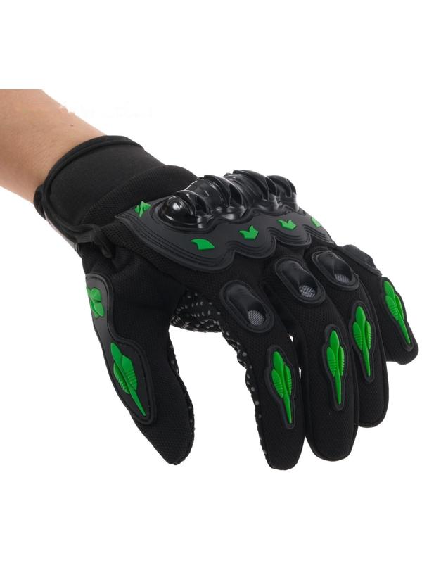 Перчатки мотоциклетные с защитными вставками, пара, размер М, черно-зеленый