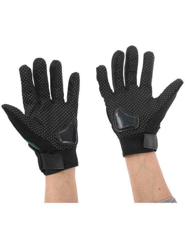 Перчатки мотоциклетные с защитными вставками, пара, размер М, черно-зеленый