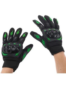 Перчатки мотоциклетные с защитными вставками, пара, размер XL, черно-зеленый