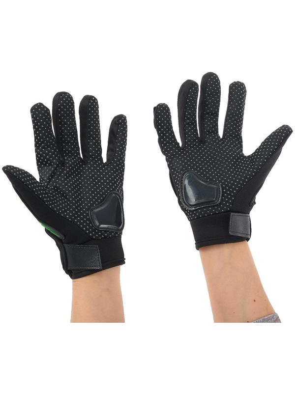 Перчатки мотоциклетные с защитными вставками, пара, размер XL, черно-зеленый