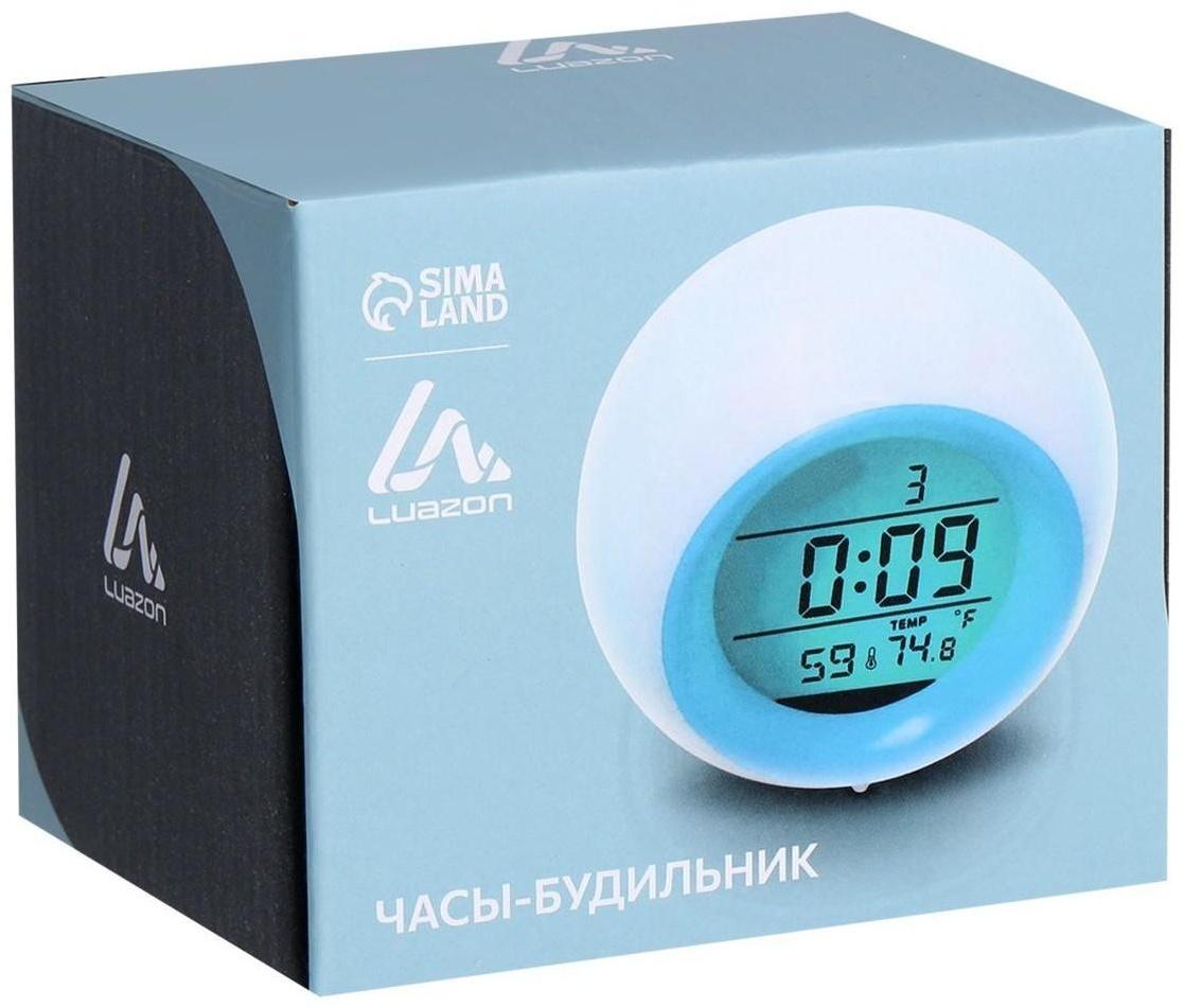 Будильник Luazon LB-11, температура, подсветка, звуки природы, белый