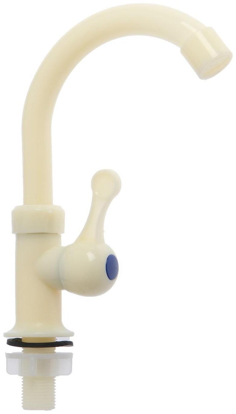 Кран на одну воду ZEIN Z2020, плоская ручка, пластик, R-образный излив, цвет 