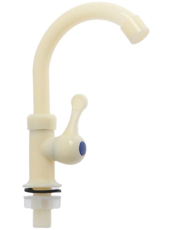 Кран на одну воду ZEIN Z2020, плоская ручка, пластик, R-образный излив, цвет 