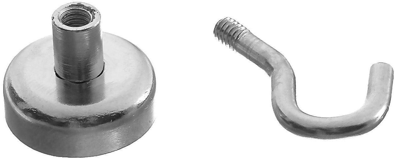 Магнит неодимовый Cartage с крючком для авто, d 20 мм, сцепление 8 кг