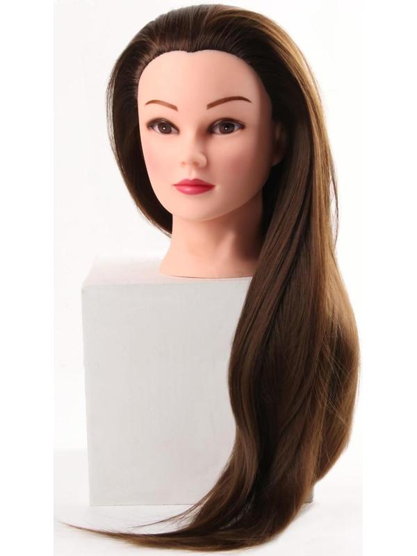 Голова учебная, искусственный волос, 55-60 см, без штатива, цвет тёмно-русый