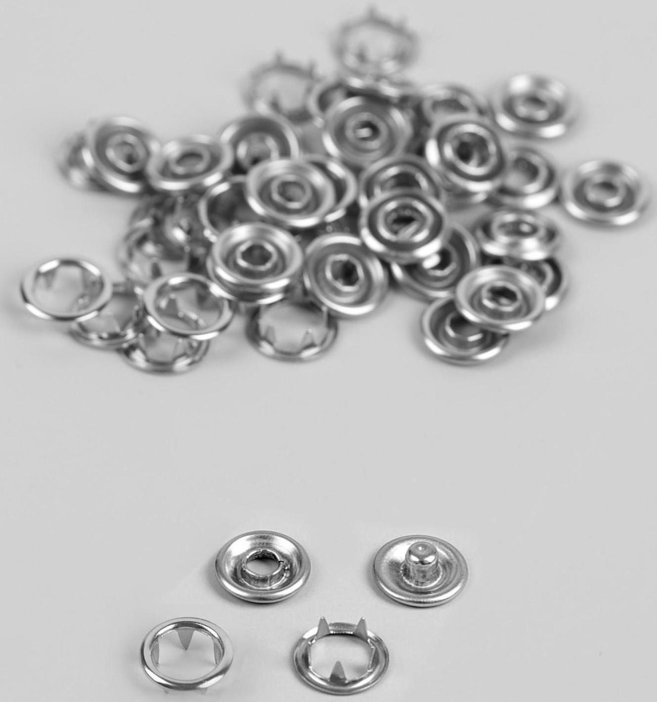 Кнопки рубашечные, d = 9,5 мм, 100 шт, цвет серебряный