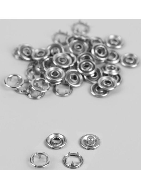 Кнопки рубашечные, d = 9,5 мм, 100 шт, цвет серебряный