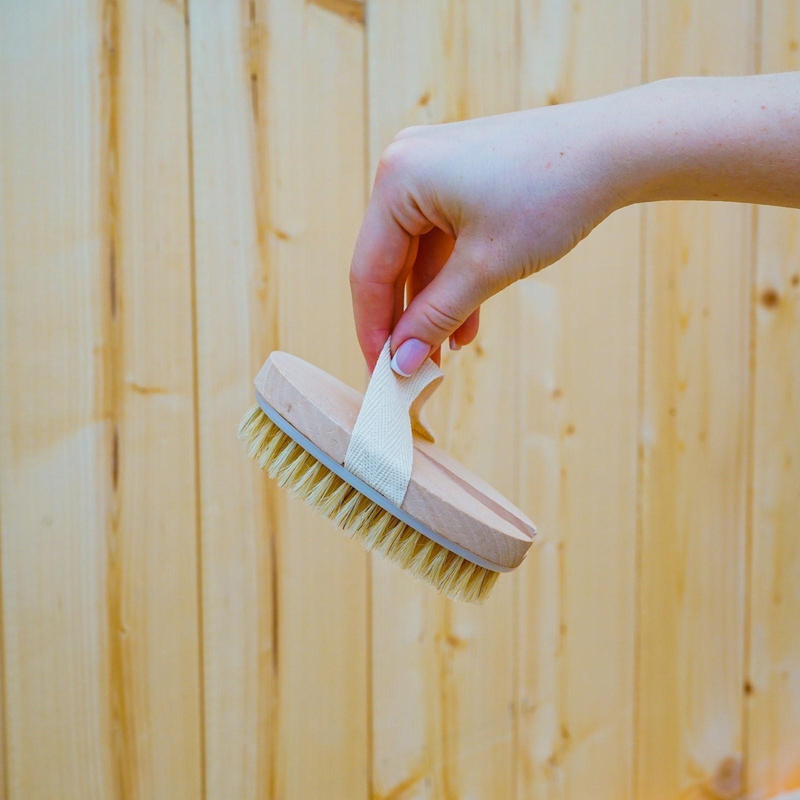 Щётка массажная для тела Доляна, с ручкой, натуральная щетина