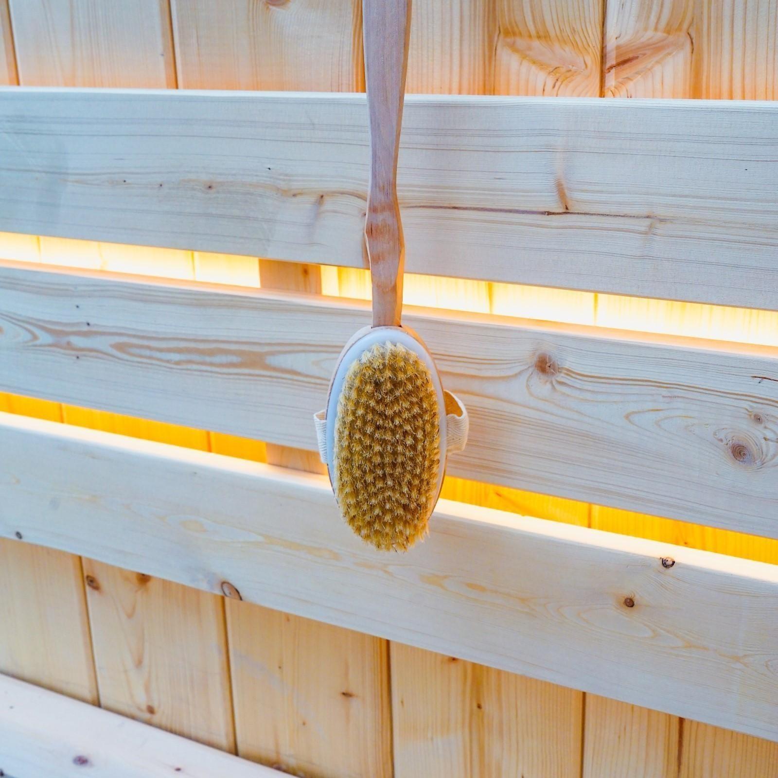 Щётка массажная для тела Доляна, с ручкой, натуральная щетина