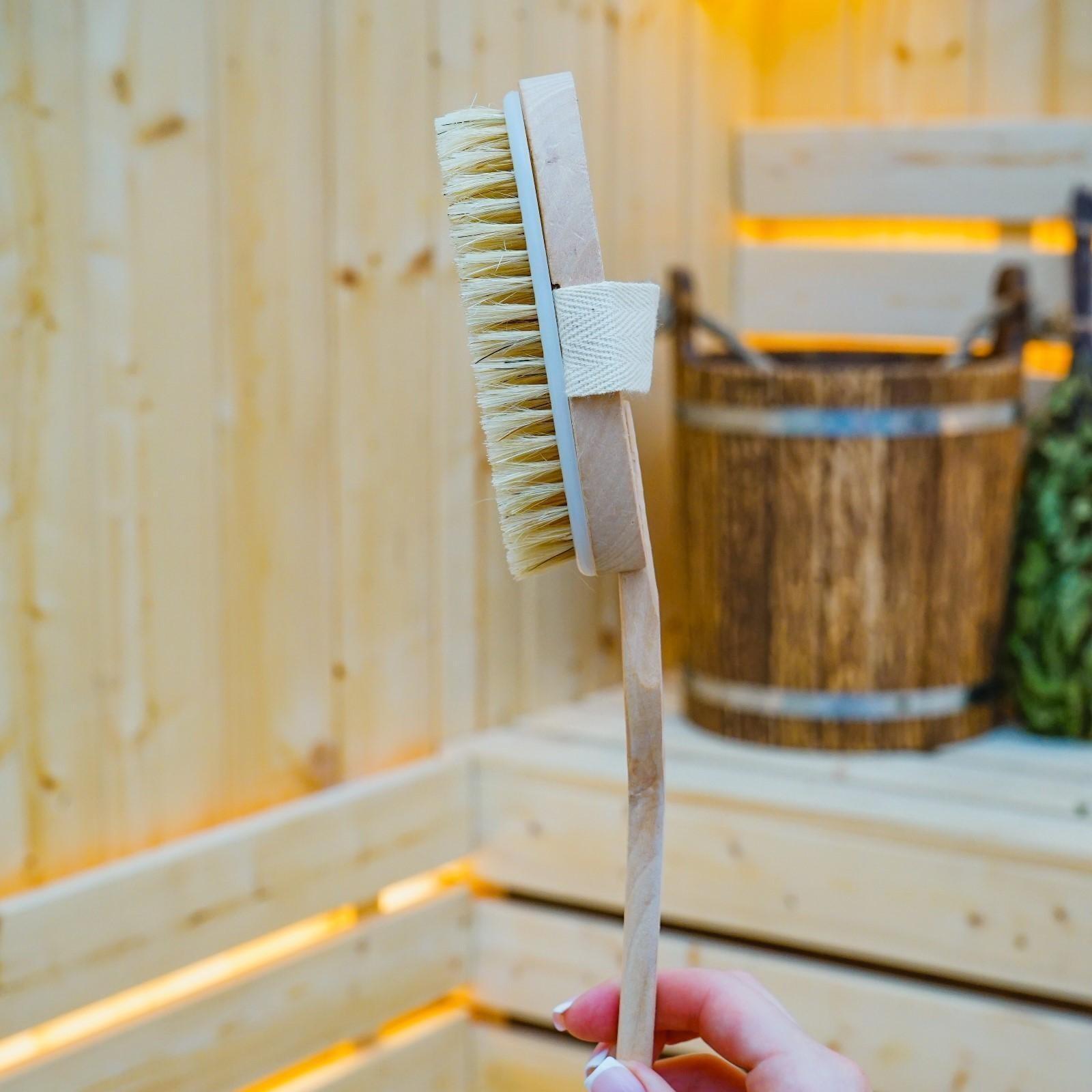 Щётка массажная для тела Доляна, с ручкой, натуральная щетина