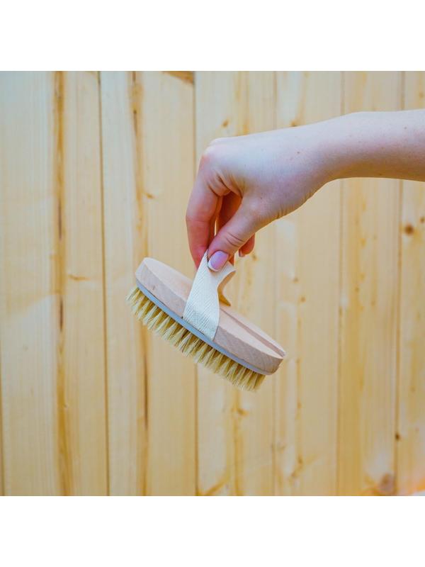 Щётка массажная для тела Доляна, с ручкой, натуральная щетина