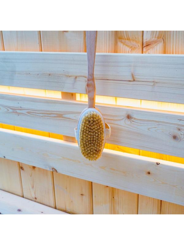 Щётка массажная для тела Доляна, с ручкой, натуральная щетина