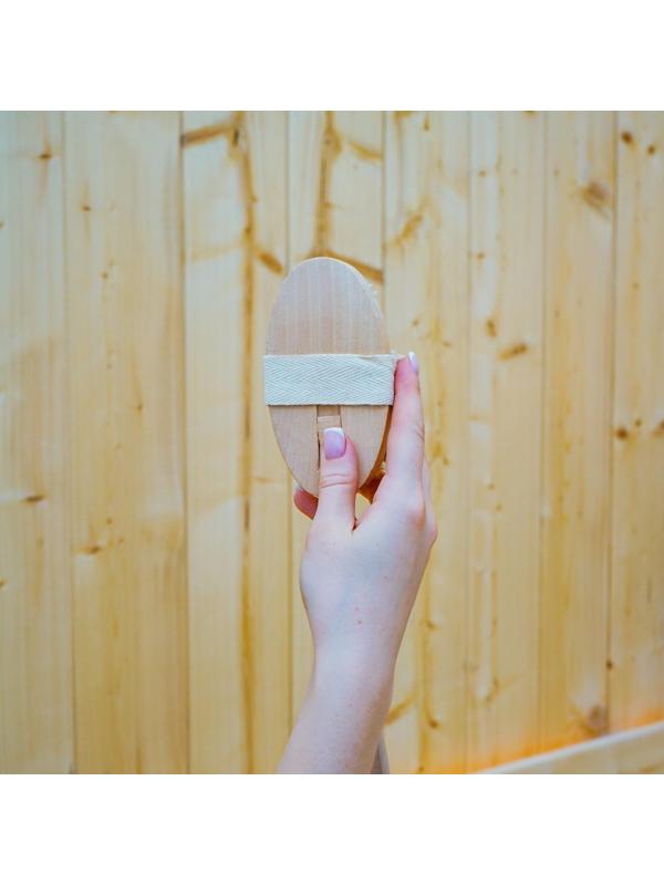 Щётка массажная для тела Доляна, с ручкой, натуральная щетина