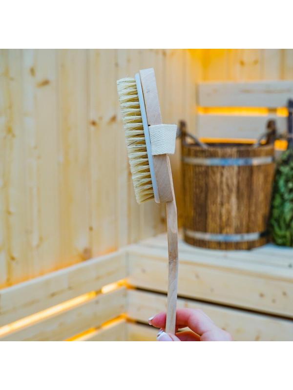 Щётка массажная для тела Доляна, с ручкой, натуральная щетина