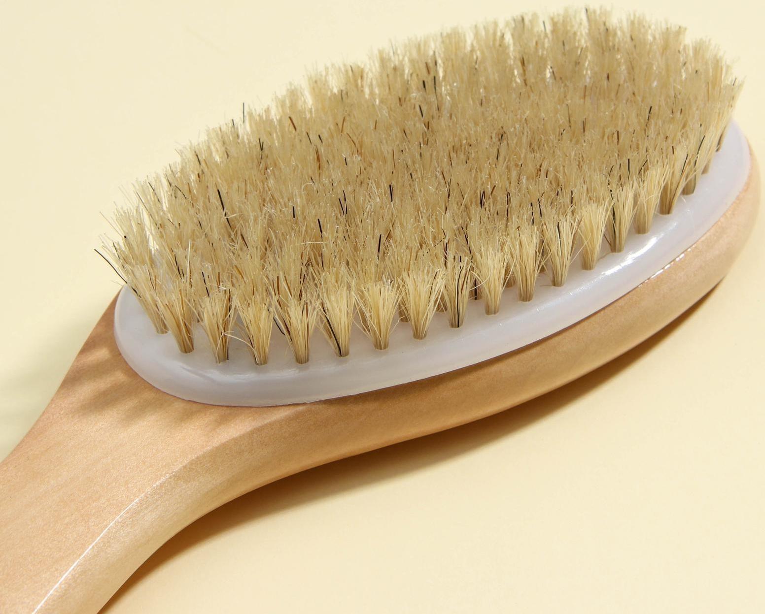 Щётка массажная для тела Доляна, с ручкой, натуральная щетина