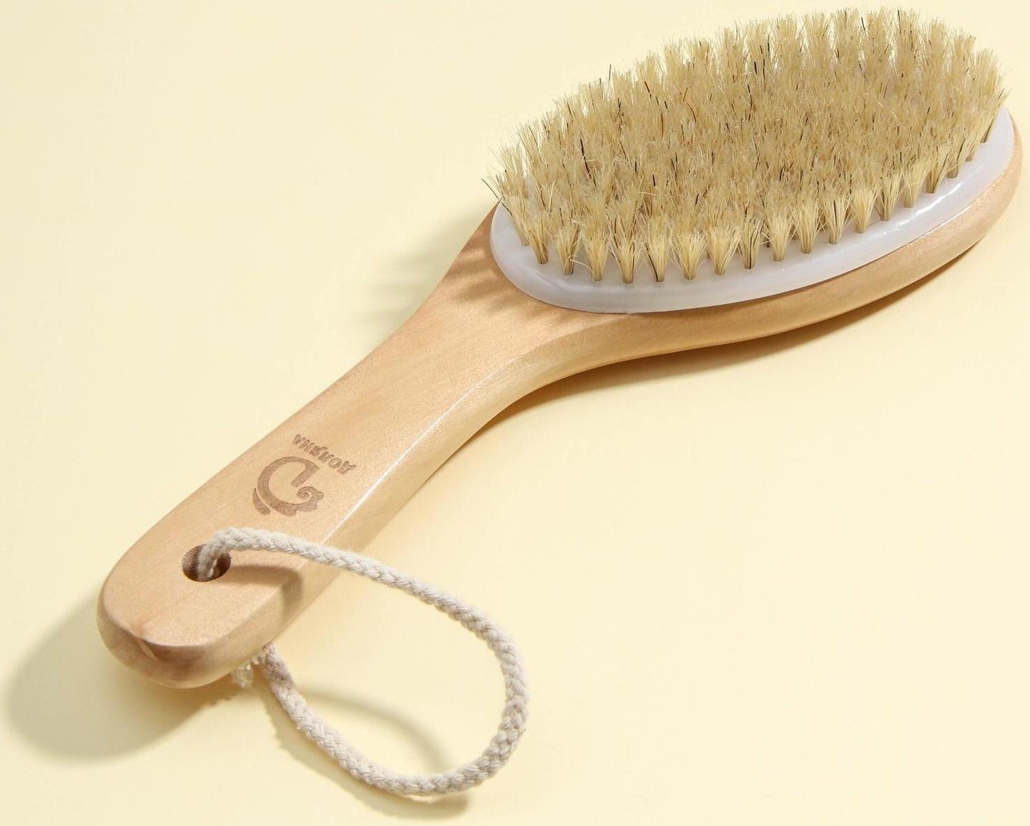 Щётка массажная для тела Доляна, с ручкой, натуральная щетина