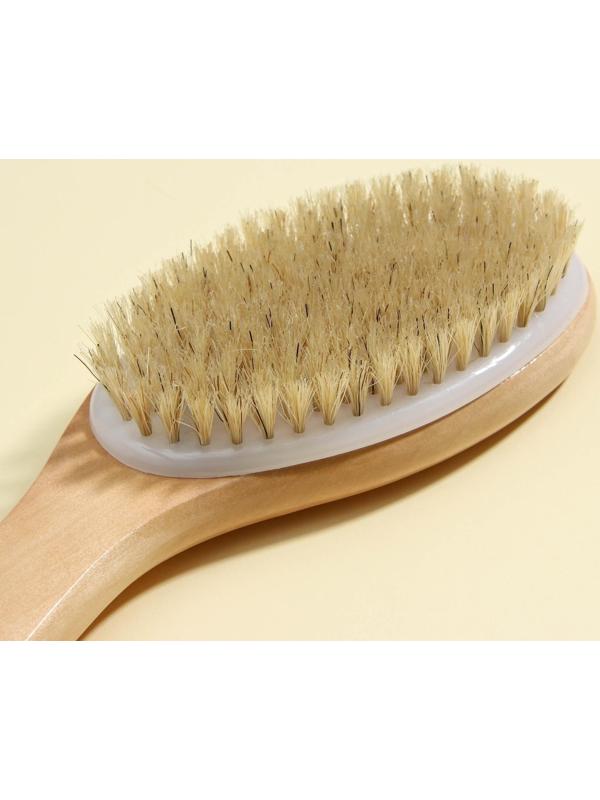 Щётка массажная для тела Доляна, с ручкой, натуральная щетина