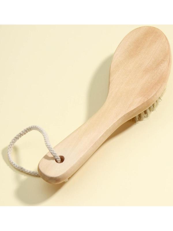 Щётка массажная для тела Доляна, с ручкой, натуральная щетина