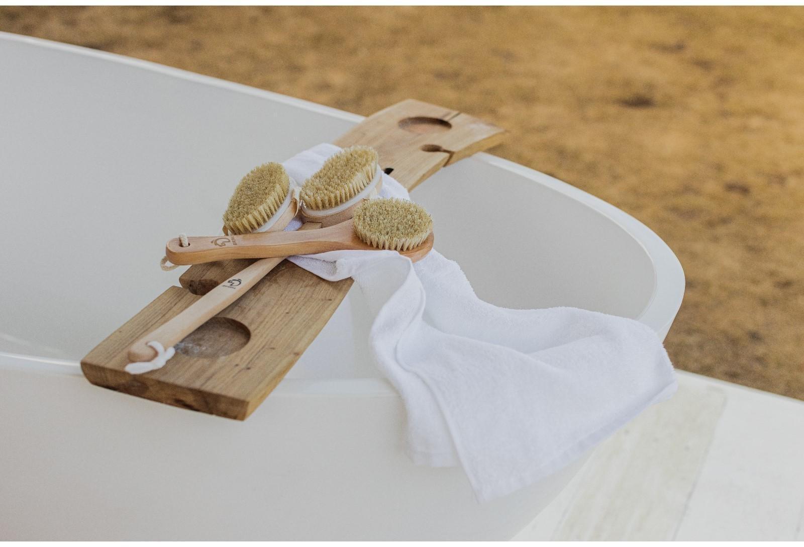 Щётка массажная для тела Доляна, с ручкой, натуральная щетина