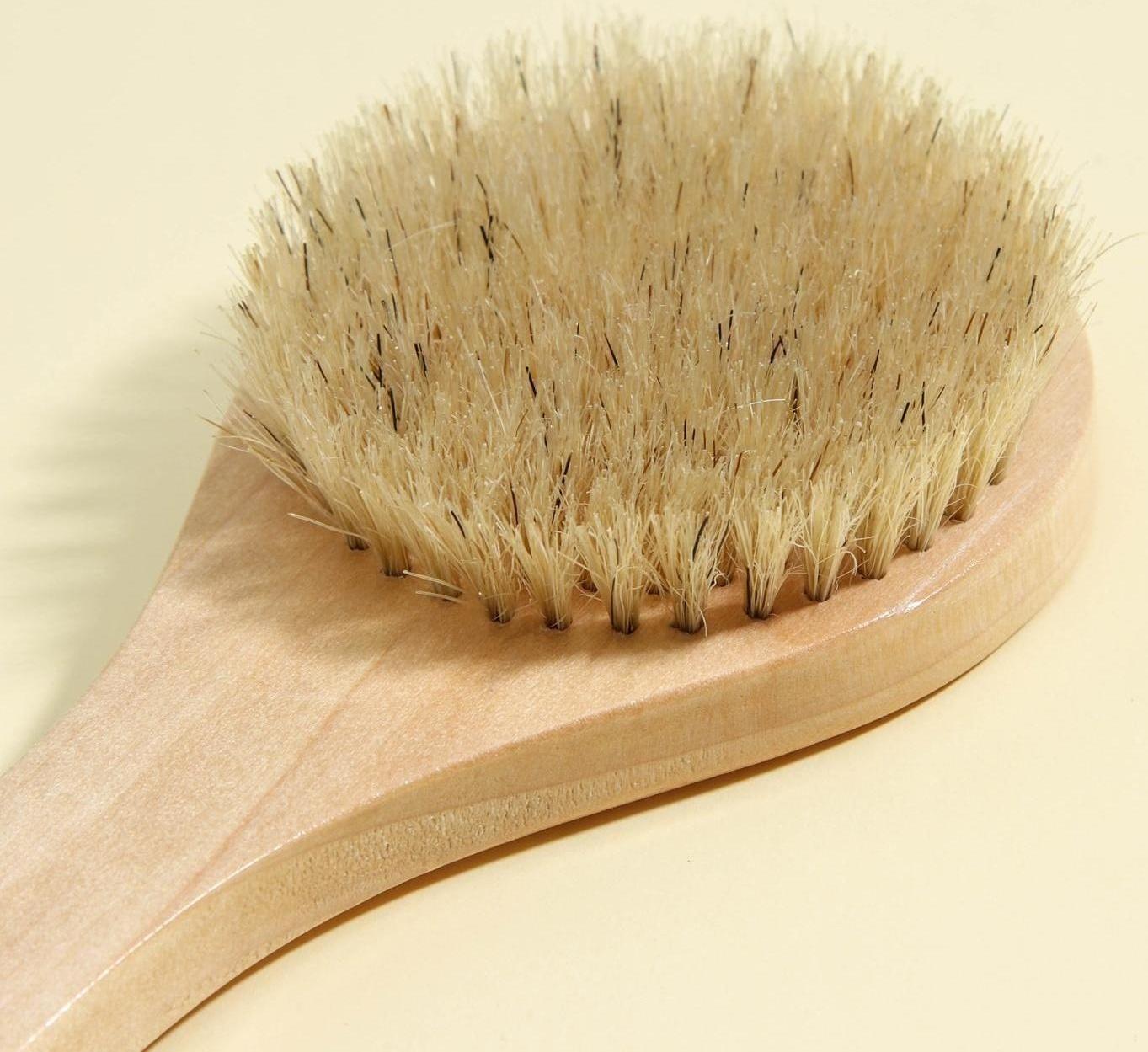 Щётка массажная для тела Доляна, с ручкой, натуральная щетина