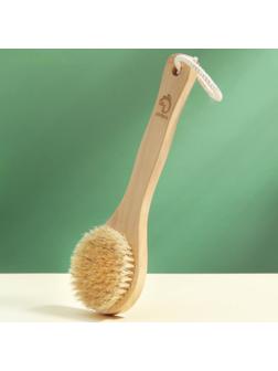 Щётка массажная для тела Доляна, с ручкой, натуральная щетина
