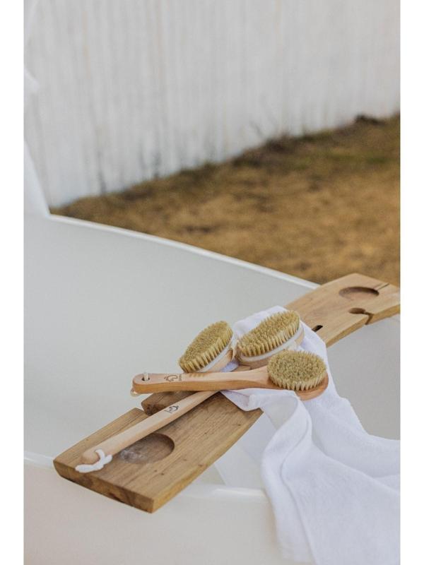 Щётка массажная для тела Доляна, с ручкой, натуральная щетина