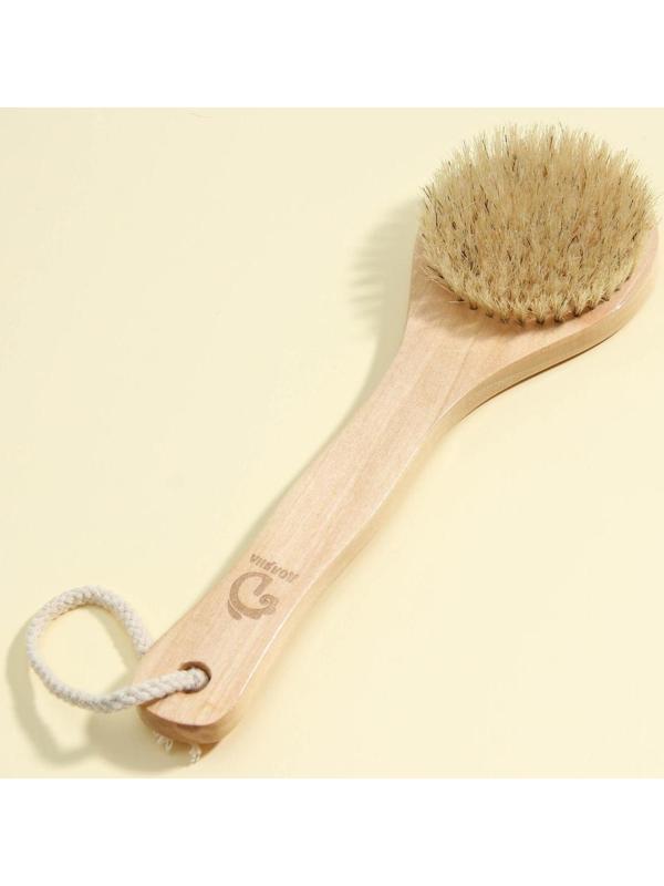 Щётка массажная для тела Доляна, с ручкой, натуральная щетина