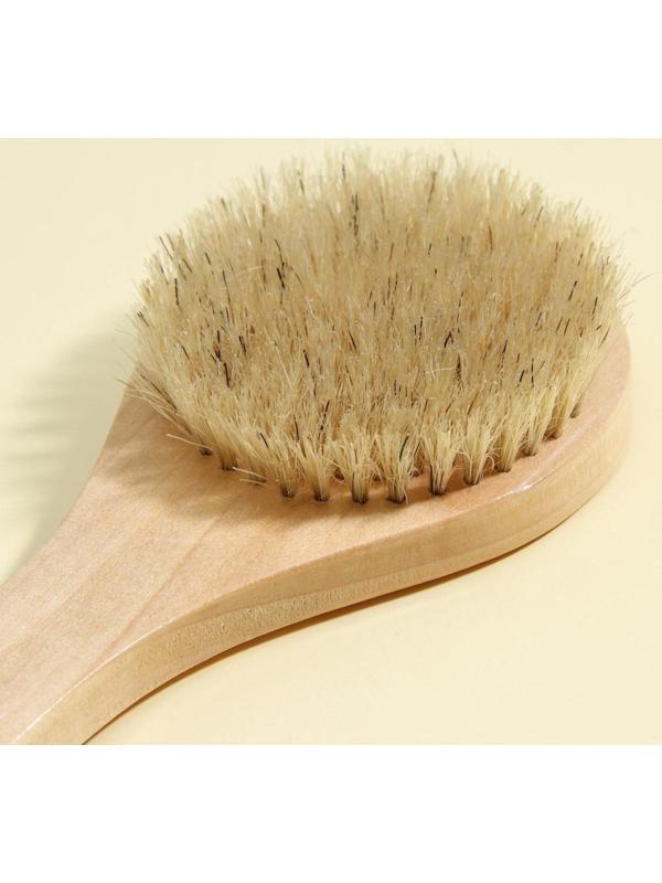 Щётка массажная для тела Доляна, с ручкой, натуральная щетина