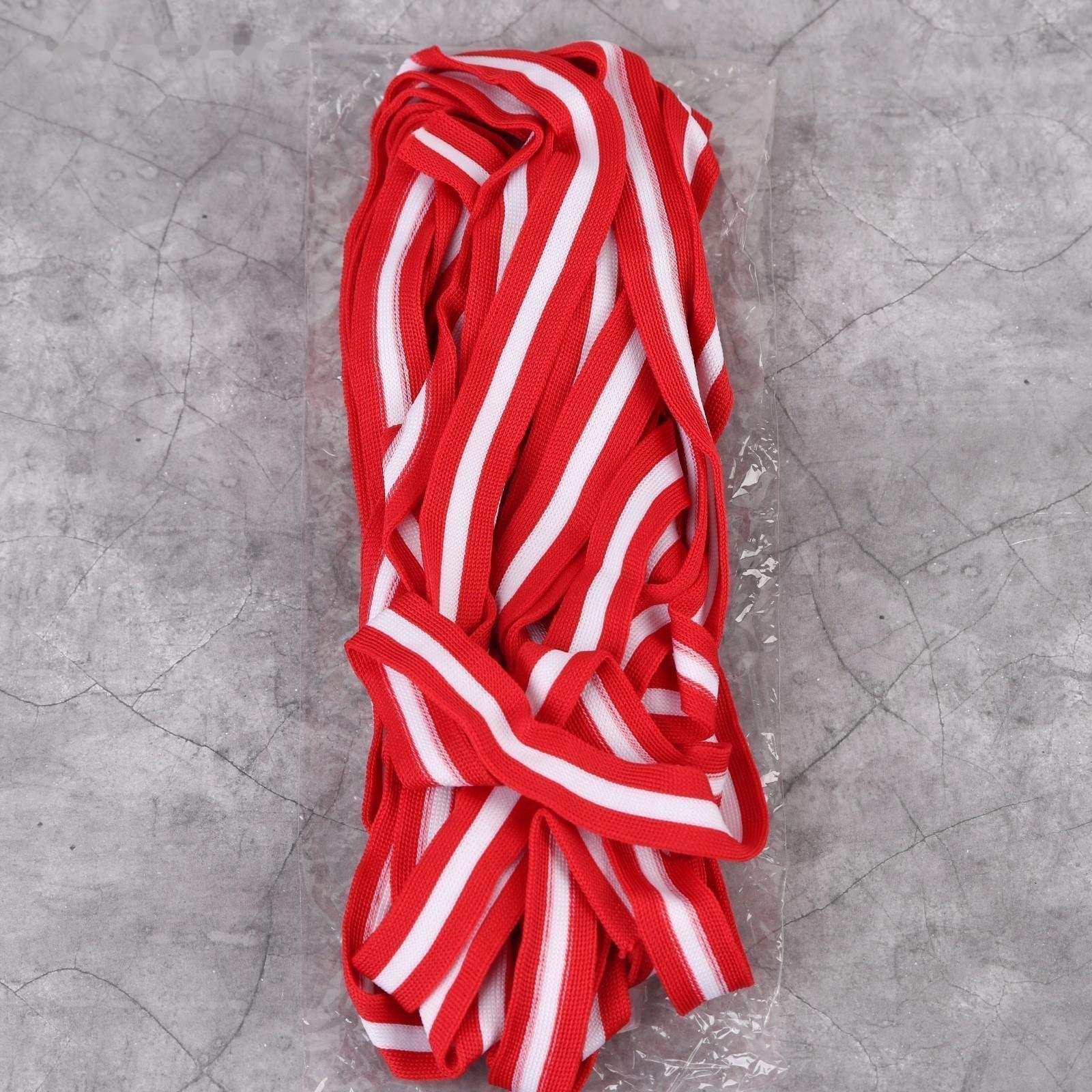 Тесьма трикотажная лампас 20 мм, 9 ± 0,5 м, цвет красный/белый