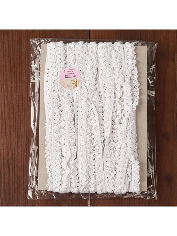 Тесьма вязаная, на резинке, 12 мм, 9 ± 0,5 м, цвет белый